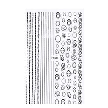 将图片加载到图库查看器,Black White 3D Nail Stickers Metal Gold Silver Geometric Tassel Strip Line Adhesive Transfer Decals Nail Art Design Gold Silver Metal Nail Sticker Metallic Curve Strip Line Nail Decal Self-Adhesive 3D Wave Design Nail Tips Decorations Manicure for Women