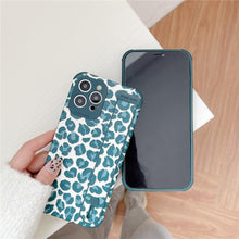Load image into Gallery viewer, Black White Leopard Milk Pattern PU Leather Phone Case For iPhone 14 13 12 11 Pro XS MAX X XR 8 Plus Cover Hand Band Wrist Strap Women Leopard Pattern Clear Phone Case with Camera Protection Phone Protective Cover Modern Design Phone Cases