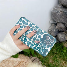 Load image into Gallery viewer, Black White Leopard Milk Pattern PU Leather Phone Case For iPhone 14 13 12 11 Pro XS MAX X XR 8 Plus Cover Hand Band Wrist Strap Women Leopard Pattern Clear Phone Case with Camera Protection Phone Protective Cover Modern Design Phone Cases