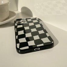 Load image into Gallery viewer, Black White Luxury Checkerboard Soft Phone Case For iPhone 14 13 12 11 Pro Max Mini X XR 7 8 Plus XS Shockproof Protective Cover Unisex Modern Phone Case Elegant Design