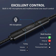 Load image into Gallery viewer, Black White Sport Earbuds Wired Headphones With Bass Mobile Phone Earphone Wire Stereo Headset Mic Music Earphones Wired Earbuds Noise Isolating in-Ear Headphones Earphones with Mic Volume Control 3.5mm Plug for Sports Workout Compatible