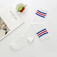 Load image into Gallery viewer, Black White Striped Long Over Knee Thigh High Cotton Socks Over The Knee Stockings For Ladies Warm Knee Socks for Women