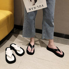 将图片加载到图库查看器,Black White Thick Bottom Flip Flops Women Famous Design Clip Toe Slippers Platform Slides Beach Comfort Thong Style Flip Flops Sandals For Women With Arch Support For Comfortable Walk
