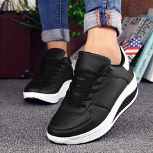 Load image into Gallery viewer, Black Women Sneakers Breathable Waterproof Ladies Sneaker Leather Casual Sport Casual Sports Flat Low Top Sneaker Lace-up Classic Girls Comfortable Women's Sneakers