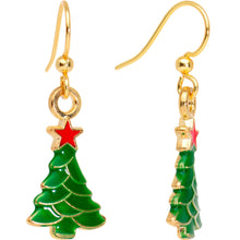 将图片加载到图库查看器,Gold Plated Christmas Tree Star Fishhook Earrings