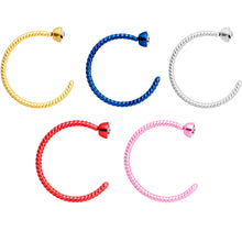 Load image into Gallery viewer, 20G 5/16 Clear Gem Multicolor Pack Set of 5 Twisted Nose Hoop Rings