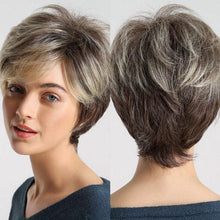 将图片加载到图库查看器,Blonde White Black Ombre Bob Synthetic Wigs for Women Straight Hair Wigs Cosplay Party Wig with bangs Heat Resistant Wigs For Black Women Cosplay Wigs For Women