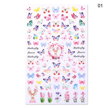 Load image into Gallery viewer, Blue Butterfly 3D Nail Stickers Flowers Leaves Self Adhesive Transfer Sliders Wraps Manicures Foils Decorations Decoration Tattoo Manicure Transfer Nail Decals Flowers Butterfly Designs Nails Supply Manicure Tips Design Nail Decoration