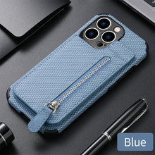 Load image into Gallery viewer, Blue Cards Wallet Leather Phone Case For Iphone 14 Plus 13 12 Mini 11 Pro Max X Xs Xr Men Luxury Business Purse Card Holder Cover Phone Case With Card Sleeve Men Phone Case