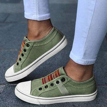 将图片加载到图库查看器,Blue Low-Cut Canvas Flat Shoes Women Casual Vulcanize Shoes New Women Summer Autumn Casual Slip On Canvas Comfortable Walking Flats Elegant Sneakers