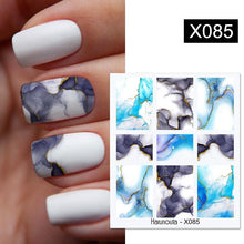 将图片加载到图库查看器,Blue Marble Water Decal Sticker Wave Line Flower Leaf Tree Summer Slider Decor For Manicuring Nail Art Watermarks Curve Graffiti Nail Design for Acrylic Nail Supplies Designer Nail Decorations for Women Girls Kids