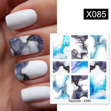 将图片加载到图库查看器,Blue Marble Water Decal Sticker Wave Line Flower Leaf Tree Summer Slider Decor For Manicuring Nail Art Watermarks Curve Graffiti Nail Design for Acrylic Nail Supplies Designer Nail Decorations for Women Girls Kids