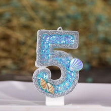 将图片加载到图库查看器,Blue Shell Glitter Number Birthday Candles Numeral Birthday Candles Cake Numeral Candles Number 0-9 Glitter Cake Topper Decoration for Birthday Wedding Anniversary Party Cake Toppers Birthday Wedding Digital Cakes Dessert Decor Birthday Decoration