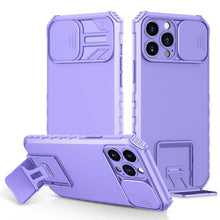 Load image into Gallery viewer, Blue Shockproof Adjustable Stand Case For iPhone 14 13 12 11 Pro Max Built Slide Camera Protection Case With Kickstand Shockproof Protection Modern Design for iPhone