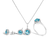 Load image into Gallery viewer, 10K White Gold Purple Amethyst and 3/8 Cttw Diamond Halo Jewelry Set (Earrings, Pendant & Ring)