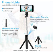 Load image into Gallery viewer, Bluetooth Selfie Stick Tripod
