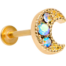 Load image into Gallery viewer, Auora Gem Gold Tone Crescent Moon Cartilage Tragus Earring