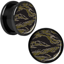 Load image into Gallery viewer, Tiger Camo Print Black Anodized Screw Fit Plug Set 5/8