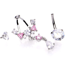Load image into Gallery viewer, Clear Pink CZ Gem Alluring Elegance Dangle Belly Ring