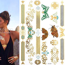 Load image into Gallery viewer, Body Tattoo Art Painting Stickers Glitter Gold Silver Temporary Waterproof Nontoxic Long Lasting Tattoos