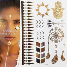 Load image into Gallery viewer, Body Tattoo Art Painting Stickers Glitter Gold Silver Temporary Waterproof Nontoxic Long Lasting Tattoos