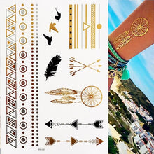 Load image into Gallery viewer, Body Tattoo Art Painting Stickers Glitter Gold Silver Temporary Waterproof Nontoxic Long Lasting Tattoos