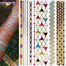 Load image into Gallery viewer, Body Tattoo Art Painting Stickers Glitter Gold Silver Temporary Waterproof Nontoxic Long Lasting Tattoos