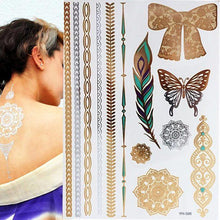 Load image into Gallery viewer, Body Tattoo Art Painting Stickers Glitter Gold Silver Temporary Waterproof Nontoxic Long Lasting Tattoos