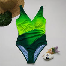 Load image into Gallery viewer, Bodysuit One Piece Swimwear Women New Female Beach Swimsuit Bathing Suit Beachwear Vintage Solid Black Women's Bathing Suits Tummy Control One Piece Swimsuits V Neck Halter Swimwear