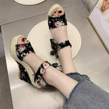 Load image into Gallery viewer, Bowknot Women High Heeled Shoes Summer Sandals Party Platform High Heels Shoes Lace Up Platform Beautiful Sandals Ankle Strap Slingback Dress Shoes