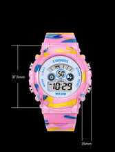 将图片加载到图库查看器,Boys Sports Military Kids Digital Watches Student Childrens Watch Fashion Luminous Led Alarm Camouflage Green Waterproof 7 Color Led Backlight Multifuction Wristwatch For Boys Girls