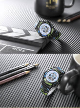 将图片加载到图库查看器,Boys Sports Military Kids Digital Watches Student Childrens Watch Fashion Luminous Led Alarm Camouflage Green Waterproof 7 Color Led Backlight Multifuction Wristwatch For Boys Girls