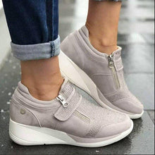 将图片加载到图库查看器,Breathable Woman Sneakers Zipper Platform Trainers Women Casual Lace-Up Fashion Rhinestone Upper Double-Sided Zippers Platform Trainers Outdoor Fitness Espadrilles Walking Shoes