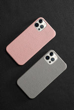 Load image into Gallery viewer, Bright Orange Mobile Phone Case With Coated Leather Case Protective Slim Phone Case Cowhide Genuine Leather Phone Case for iPhone 14 13 Pro Max Luxury Back Cover