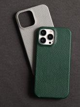 Load image into Gallery viewer, Bright Orange Mobile Phone Case With Coated Leather Case Protective Slim Phone Case Cowhide Genuine Leather Phone Case for iPhone 14 13 Pro Max Luxury Back Cover