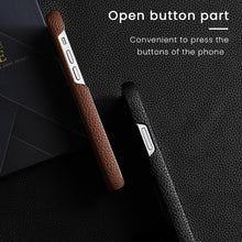 Load image into Gallery viewer, Bright Orange Mobile Phone Case With Coated Leather Case Protective Slim Phone Case Cowhide Genuine Leather Phone Case for iPhone 14 13 Pro Max Luxury Back Cover