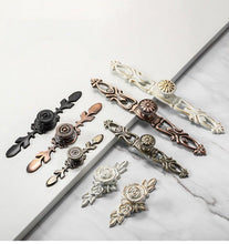Load image into Gallery viewer, Bronze Door Handles Cabinet Handle Antique Cabinet Pulls Wardrobe Drawer Knobs Zinc Alloy Cupboard Furniture Hardware Center Shabby Chic Drawer Pulls Handles Antique Bronze Kitchen Cabinet Drop Bail Pulls Handles