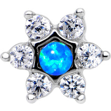 将图片加载到图库查看器,5/16 Blue Faux Opal Internally Threaded Star Flower Labret Monroe