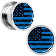 Load image into Gallery viewer, Blue American Flag Steel Screw Fit Plug Set 1/2