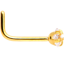 Load image into Gallery viewer, 20G 1/4 Clear Star 3mm CZ Gem Gold IP L-Shape Nose Ring
