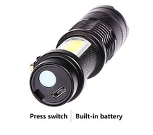 Load image into Gallery viewer, Built in battery XP-G Q5 Zoom Focus Mini led Flashlight Torch Lamp Lantern 2000 Lumen Adjustable Penlight Waterproof T6 light Focus IP65 Water-Resistant Portable for Indoor and Outdoor Camping Hiking