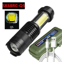 Load image into Gallery viewer, Built in battery XP-G Q5 Zoom Focus Mini led Flashlight Torch Lamp Lantern 2000 Lumen Adjustable Penlight Waterproof T6 light Focus IP65 Water-Resistant Portable for Indoor and Outdoor Camping Hiking