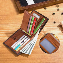 Load image into Gallery viewer, BULLCAPTAIN Men Genuine Leather Vintager RFID Blocking Anti-theft Wallet