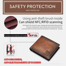 Load image into Gallery viewer, BULLCAPTAIN Men Genuine Leather Vintager RFID Blocking Anti-theft Wallet