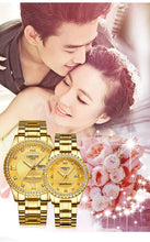 Load image into Gallery viewer, Business Black Couple Watches Top Luxury Mens Watches Auto Date Quartz Wristwatch Gold Watch Men Diamond Stainless Steel Waterproof Luminous Business Casual Luxury Watch For Men