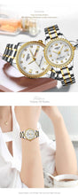 Load image into Gallery viewer, Business Black Couple Watches Top Luxury Mens Watches Auto Date Quartz Wristwatch Gold Watch Men Diamond Stainless Steel Waterproof Luminous Business Casual Luxury Watch For Men
