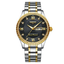 Load image into Gallery viewer, Business Black Couple Watches Top Luxury Mens Watches Auto Date Quartz Wristwatch Gold Watch Men Diamond Stainless Steel Waterproof Luminous Business Casual Luxury Watch For Men