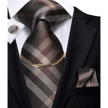 将图片加载到图库查看器,Business Black Silk Necktie Chain Classic Tie Square Handkerchief Elegant Cufflink Wedding Formal Neckties For Men