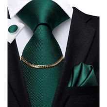 将图片加载到图库查看器,Business Black Silk Necktie Chain Classic Tie Square Handkerchief Elegant Cufflink Wedding Formal Neckties For Men