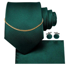 将图片加载到图库查看器,Business Black Silk Necktie Chain Classic Tie Square Handkerchief Elegant Cufflink Wedding Formal Neckties For Men